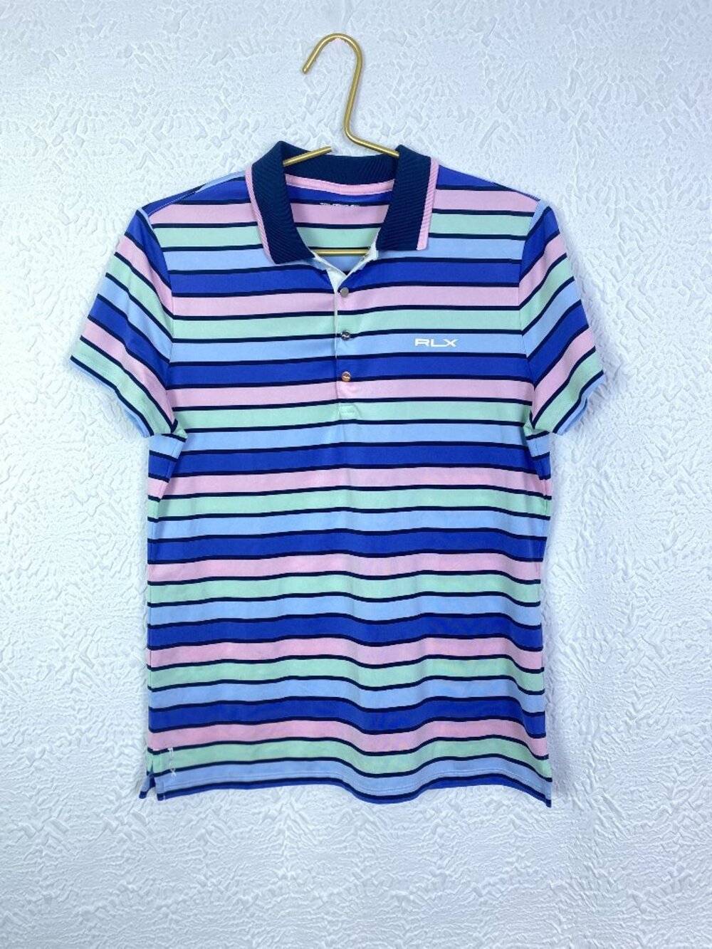 RLX Ralph Lauren Golf Striped Performance Polo Shirt Medium Tailored Fit